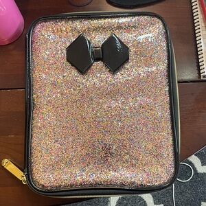 Sparkling Pink Glitter Backpack - Black Bow Accent